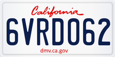 CA license plate 6VRD062