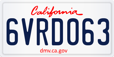 CA license plate 6VRD063