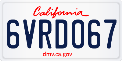 CA license plate 6VRD067