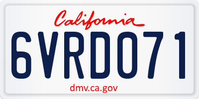 CA license plate 6VRD071