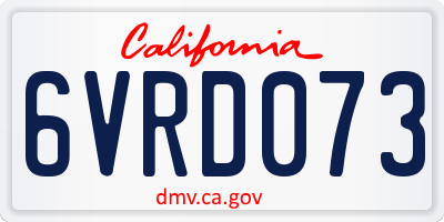 CA license plate 6VRD073