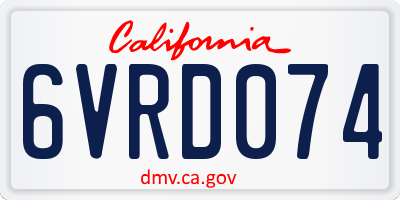 CA license plate 6VRD074