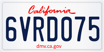 CA license plate 6VRD075