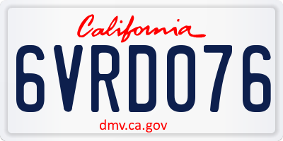 CA license plate 6VRD076