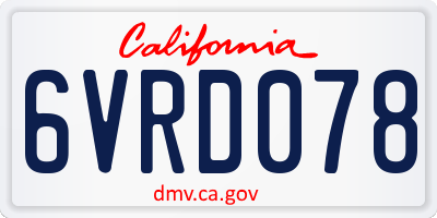 CA license plate 6VRD078