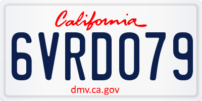 CA license plate 6VRD079