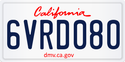 CA license plate 6VRD080