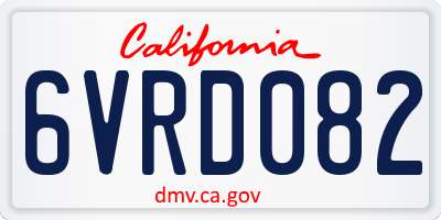 CA license plate 6VRD082