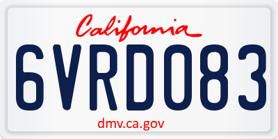 CA license plate 6VRD083