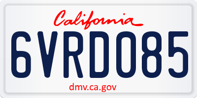 CA license plate 6VRD085
