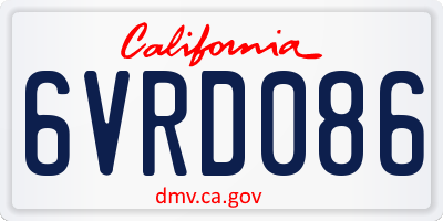 CA license plate 6VRD086