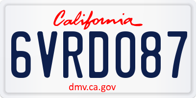 CA license plate 6VRD087