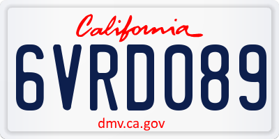 CA license plate 6VRD089