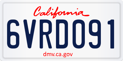 CA license plate 6VRD091
