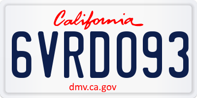 CA license plate 6VRD093