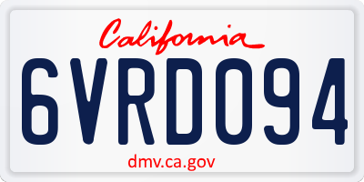 CA license plate 6VRD094