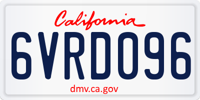 CA license plate 6VRD096