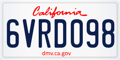CA license plate 6VRD098