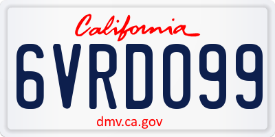 CA license plate 6VRD099