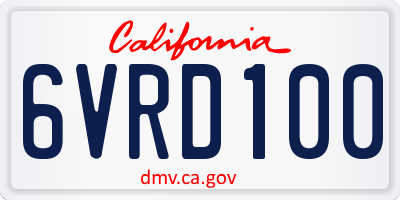 CA license plate 6VRD100