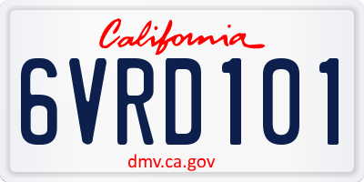 CA license plate 6VRD101