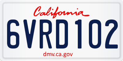 CA license plate 6VRD102