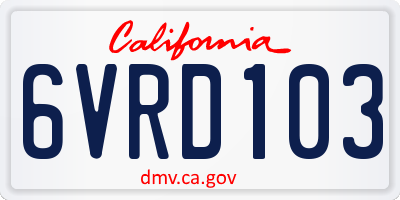 CA license plate 6VRD103
