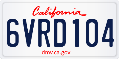 CA license plate 6VRD104