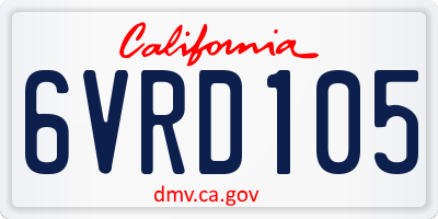 CA license plate 6VRD105