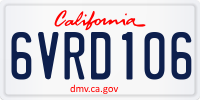 CA license plate 6VRD106