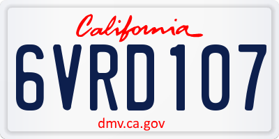 CA license plate 6VRD107