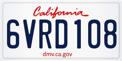 CA license plate 6VRD108