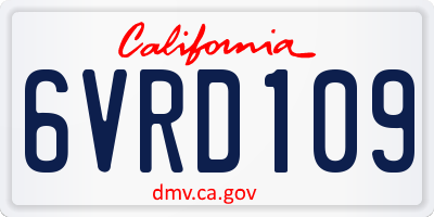 CA license plate 6VRD109