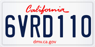 CA license plate 6VRD110