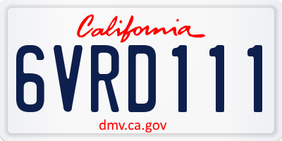 CA license plate 6VRD111