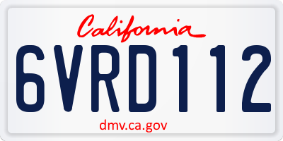 CA license plate 6VRD112