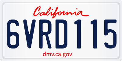CA license plate 6VRD115