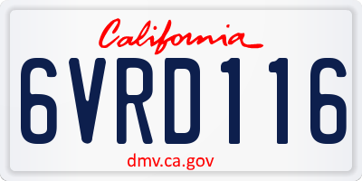 CA license plate 6VRD116