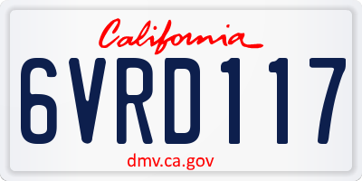 CA license plate 6VRD117