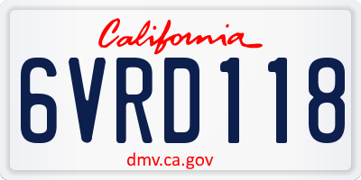 CA license plate 6VRD118