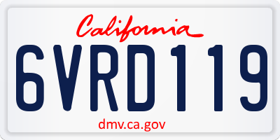 CA license plate 6VRD119