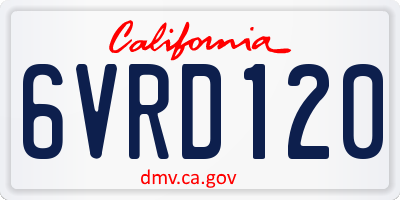 CA license plate 6VRD120