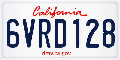 CA license plate 6VRD128