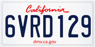 CA license plate 6VRD129