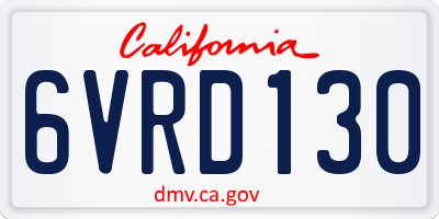 CA license plate 6VRD130