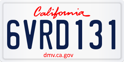 CA license plate 6VRD131