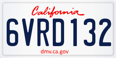 CA license plate 6VRD132