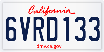 CA license plate 6VRD133