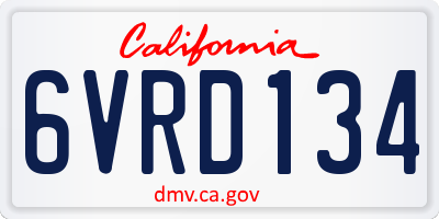 CA license plate 6VRD134