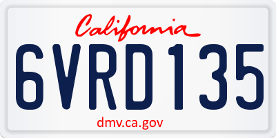 CA license plate 6VRD135